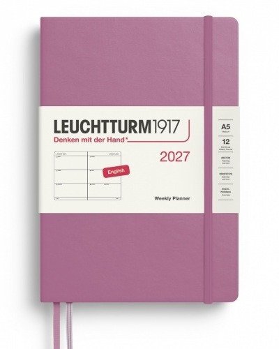-: Týdenní plánovač Dusty Rose, Medium A5 2027, anglicky