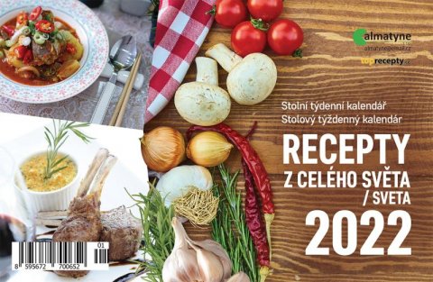neuveden: Kalendář 2022 - Recepty z celého světa, stolní týdenní, 214 x 140 mm