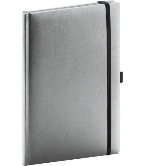 neuveden: Notes Balacron - stříbrný, tečkovaný, 15 × 21 cm