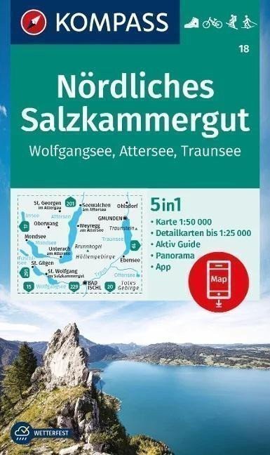 neuveden: Severní Solná komora, Wolfgangsee, Attersee, Traunsee 1:50 000 / turistická