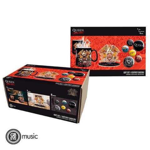 neuveden: Queen Dárkový set (Měnící hrnek, Akrylové logo, Set odznáčků)