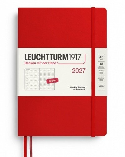 -: Týdenní plánovač & Zápisník Cherry, tečkovaný Medium A5 2027, anglicky