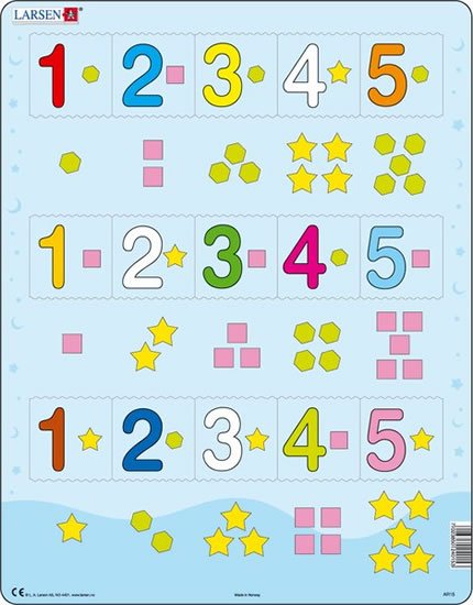 neuveden: Puzzle MAXI - Čísla 1-5 s grafickými znaky/15 dílků