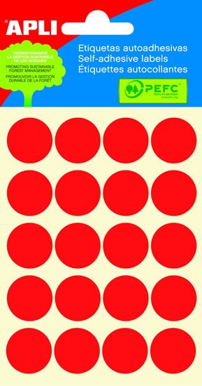 neuveden: Samolepicí etikety O 19 mm - červené