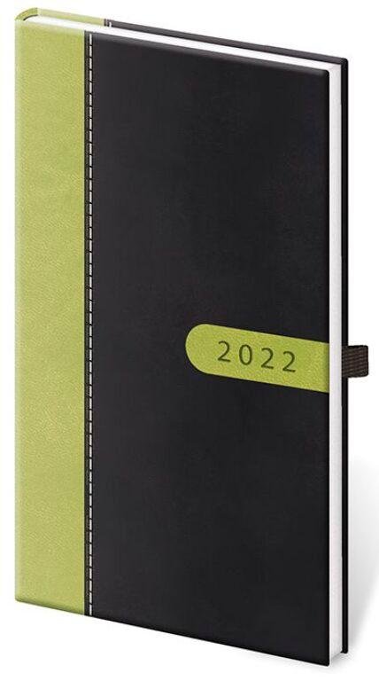 neuveden: Diář 2022 Bora - černo/zelený, týdenní kapesní