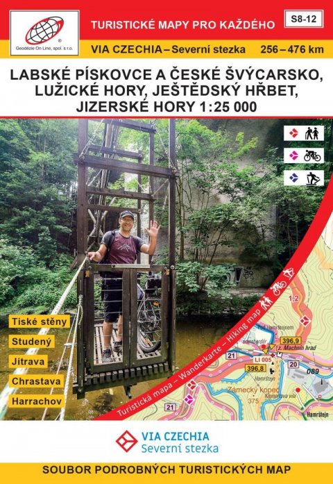 Hocek Jan: VIA CZECHIA Severní stezka Labské pískovce Jizerské hory / Turistická mapa 