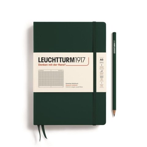 neuveden: Leuchtturm1917 Zápisník Forest Green Medium A5 čtverečkovaný
