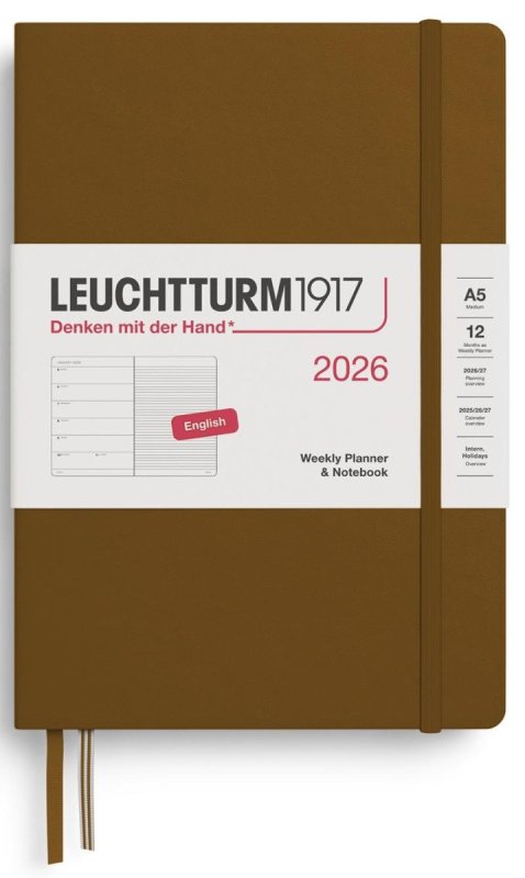 neuveden: Weekly Planner & Notebook 2026 Medium (A5) Spice Brown