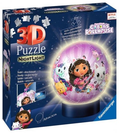 neuveden: 3D Puzzle-Ball: Gabby’s Dollhouse 72 dílků (noční edice)