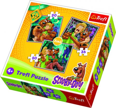 neuveden: Trefl Puzzle Scooby Doo - Pozor, příšera! 3v1 (20,36,50 dílků)