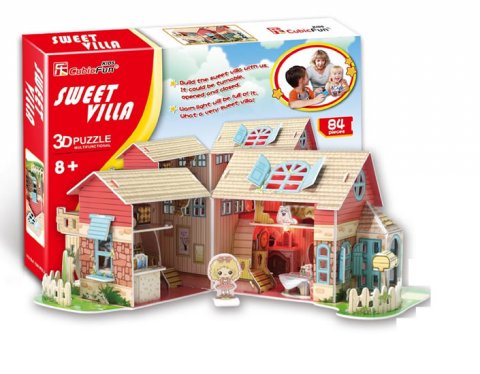 neuveden: Puzzle 3D Dům „SLADKÁ VILA“ / led - 84 dílků
