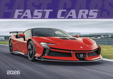 neuveden: Kalendář 2026 Fast cars, nástěnný, 48,5 x 34 cm
