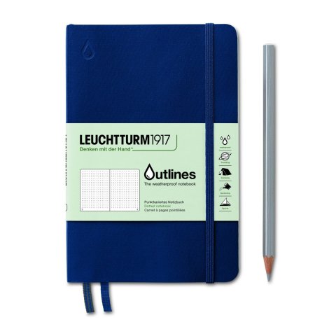 neuveden: Outlines Notebook (B6+) Navy Blue tečkovaný