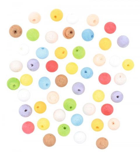 neuveden: Kuličky z buničiny s dírkou - mix barev 15 mm (50 ks)