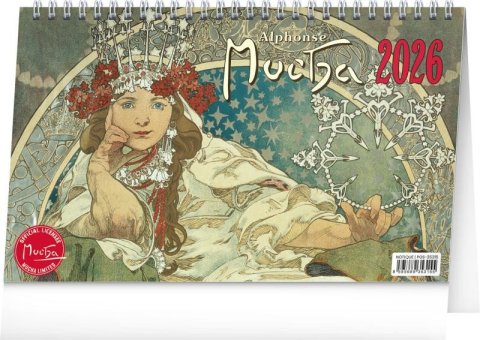 neuveden: Kalendář 2026 stolní: Alfons Mucha, 23,1 x 14,5 cm