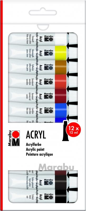 neuveden: Marabu akrylová barva sada 12 x 12 ml