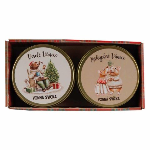 neuveden: Dárkové balení 2 ks svíček v krabičce - Láskyplné Vánoce