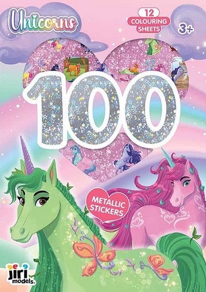 neuveden: Jednorožci - 100 metalických samolepek s omalovánkovými listy