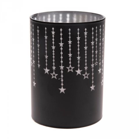 neuveden: Skleněný svícen s hvězdami a LED světlem malý
