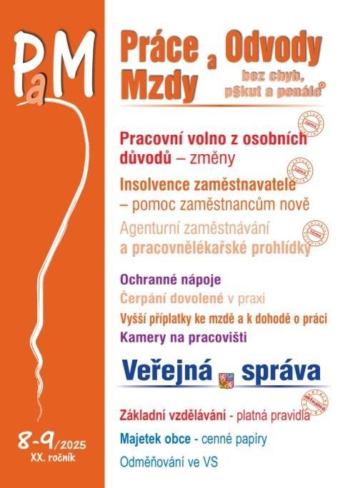 Jouza Ladislav: PaM 8-9/2025 Pracovní volno z osobních důvodů - změny