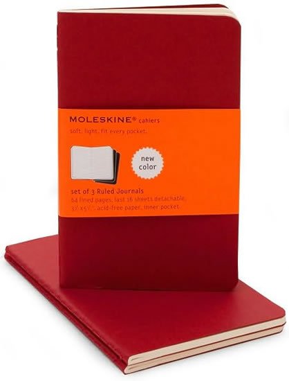 neuveden: Sešity Moleskine Cahier, S, linkované, 3 ks - červený