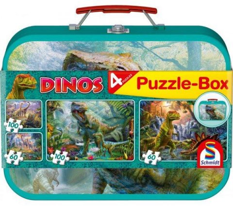 neuveden: Schmidt Puzzle v plechovém kufříku - Dinosauři 4v1
