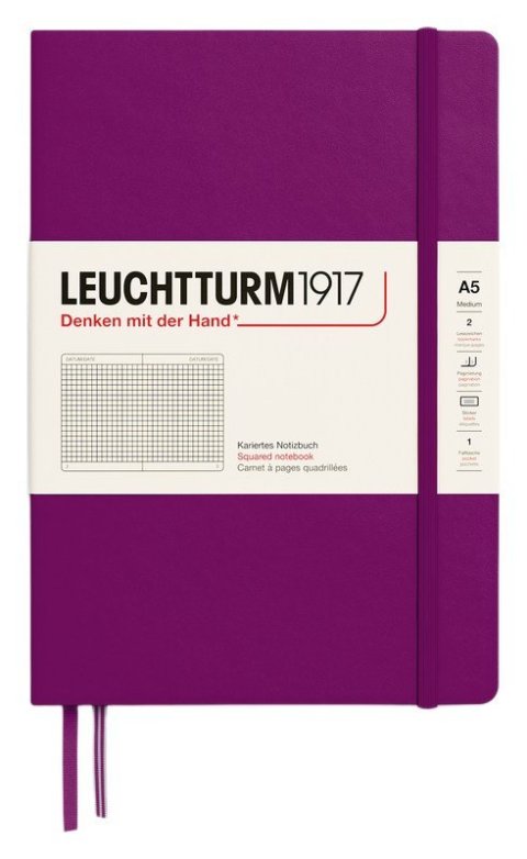 : Zápisník Leuchtturm1917 A5 tvrdé desky Burgundy čtverečkovaný