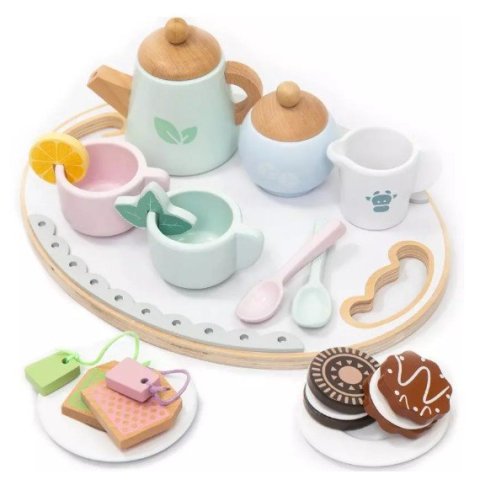 -: Dřevěný čajový set