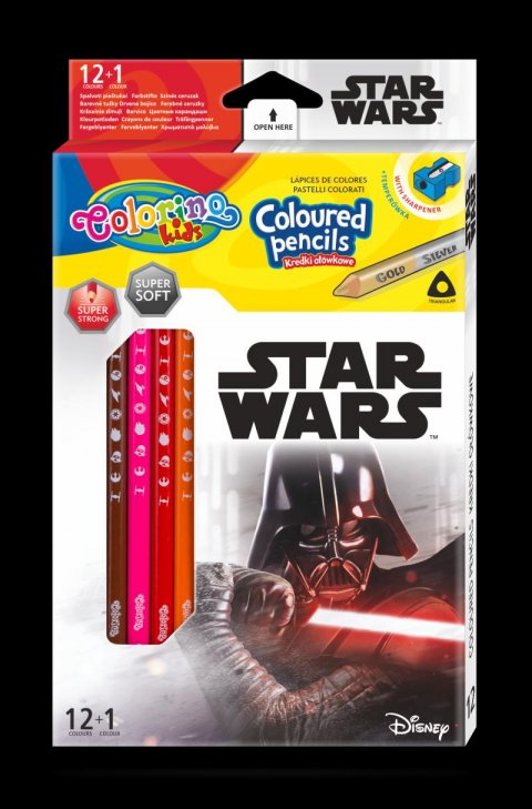 neuveden: Colorino Star wars - pastelky trojhranné 12 barev + ořezávátko