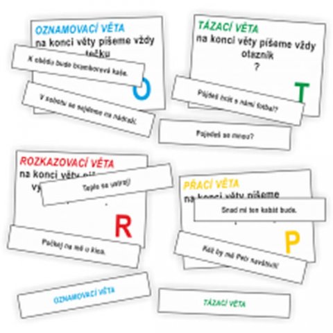 Rubínová Jitka: Druhy vět - kartičky s větami Rubínová Jitka: Druhy vět - kartičky s větami