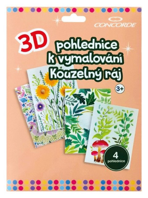 -: 3D pohlednice k vymalování Kouzelný ráj