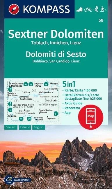 neuveden: Sextenské Dolomity, Toblach, San Candido, Lienz 1:50 000 / turistická mapa 
