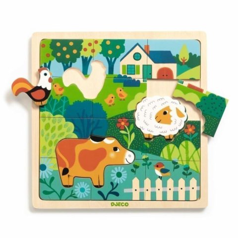 neuveden: DJECO Dřevěné puzzle Puzzlo farm - 15 pcs