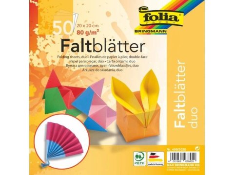 neuveden: Papíry na origami 20x20cm, 50 listů, DUO