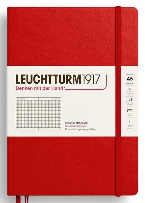 -: Zápisník Cherry Hardcover Medium (A5) čtverečkovaný