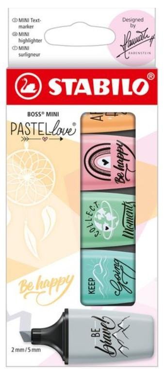 neuveden: Stabilo Boss Mini Pastellove 5 ks - růžová, máta, tyrkys, šedá, oranžová