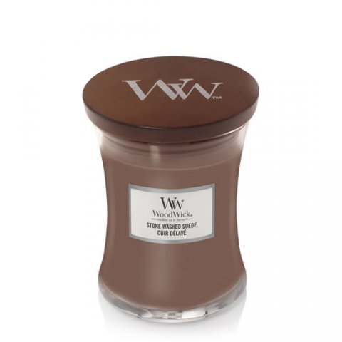 neuveden: WoodWick Stone Washed Suede svíčka váza 275g