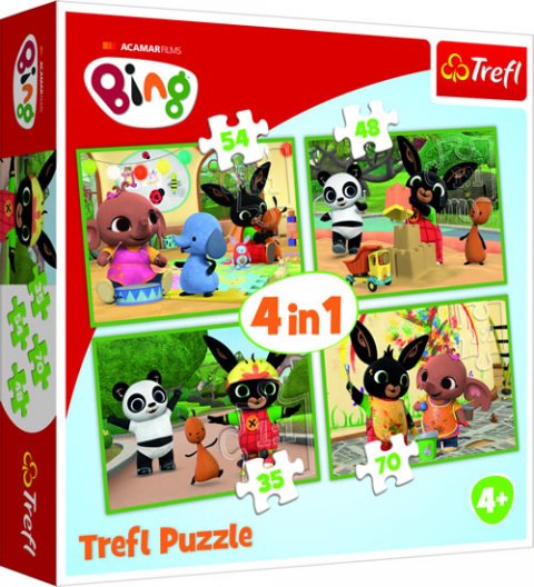 neuveden: Trefl Puzzle Bing 4v1 (35,48,54,70 dílků)