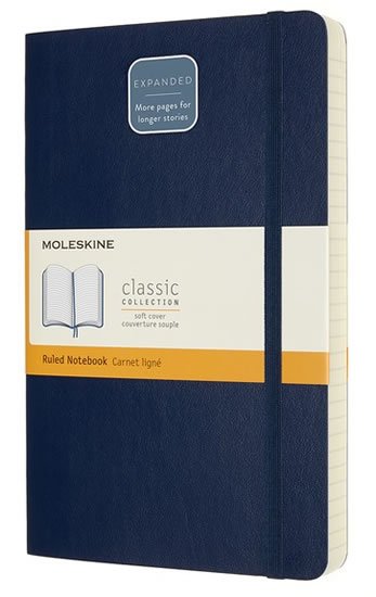 neuveden: Zápisník Moleskine Expanded - měkké desky, L, linkovaný - modrý neuveden: Zápisník Moleskine Expanded - měkké desky, L, linkovaný - modrý