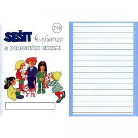 neuveden: Sešit k písance s pomocnými linkami 513+ podložka se sklonem 12 mm linka