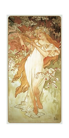 neuveden: Pohled Alfons Mucha – Spring, dlouhý