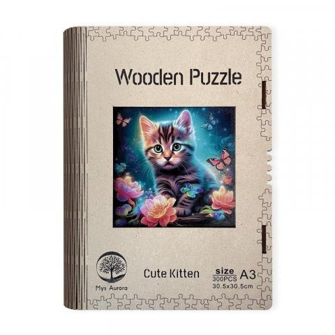 neuveden: Dřevěné puzzle/Kotě A3