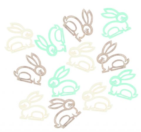 neuveden: Dřevění zajíci 4cm - hnědý mix 12ks