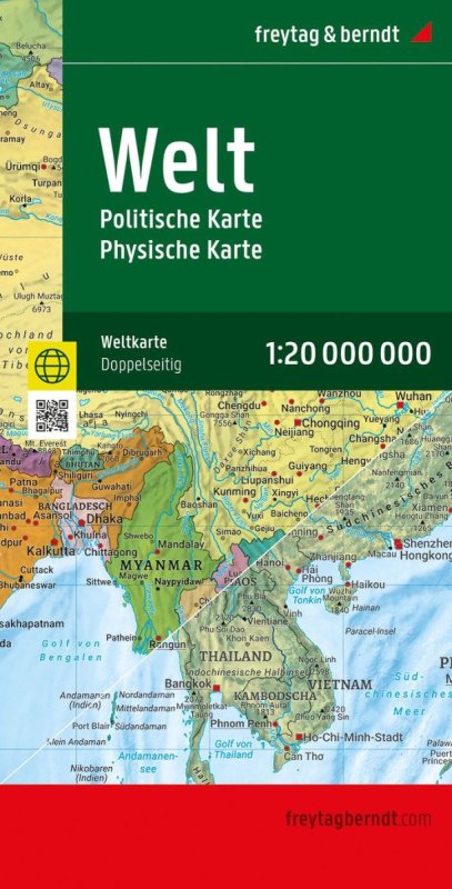 -: Mapa světa 1:20 000 000 / politicko-fyzická mapa (složená)