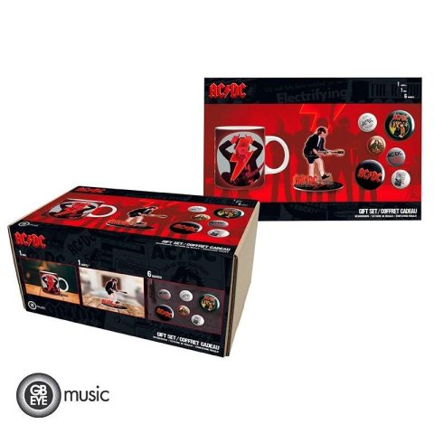 neuveden: AC/DC Dárkový set (Hrnek, Figurka, Set odznáčků)