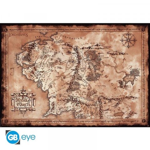 neuveden: Pán prstenů Plakát Maxi Mapa 91,5 x 61 cm