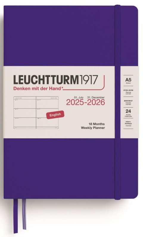 neuveden: Weekly Planner 2026 Medium (A5) 18 Months Ink