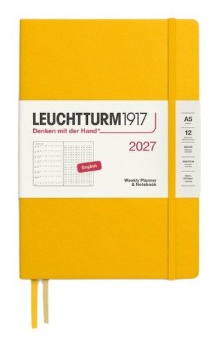 -: Týdenní plánovač & Zápisník Sunflower, tečkovaný Medium A5 2027, anglicky