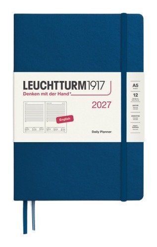 -: Denní plánovač Indigo, Medium A5 2027, anglicky