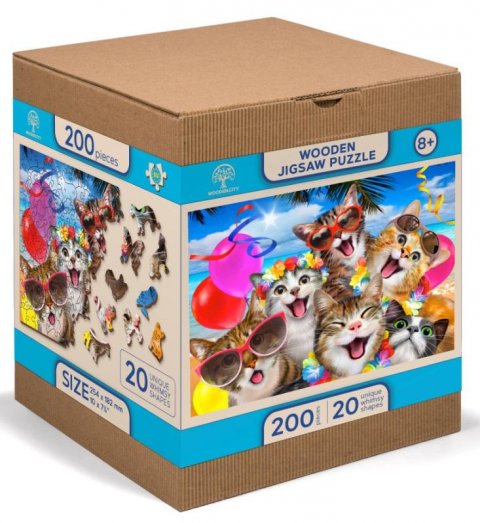neuveden: Wooden City Puzzle Kočičí párty 200 dílků, dřevěné